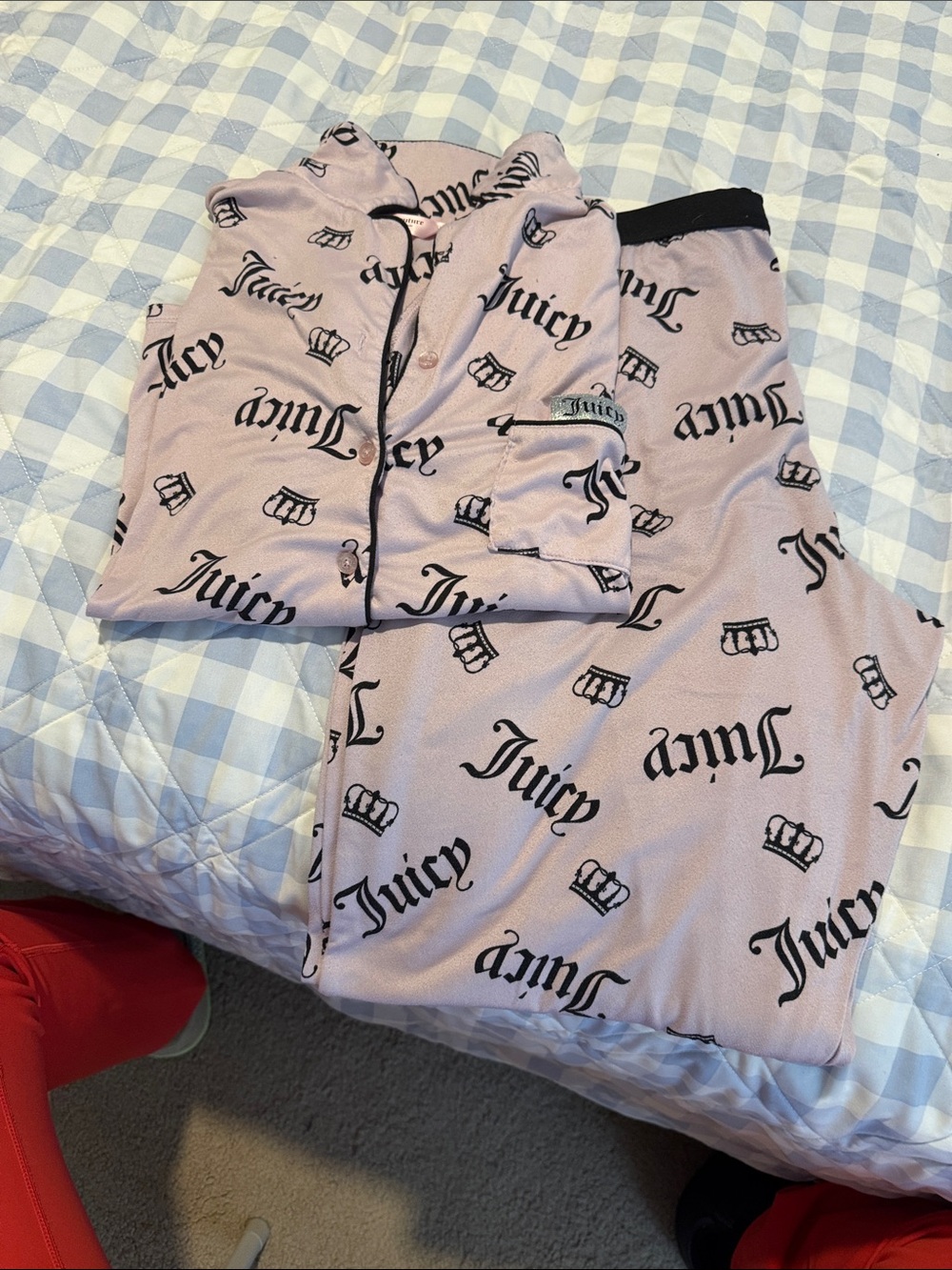 Juicy Couture Light Pink Logo Pajama Set with Black Print